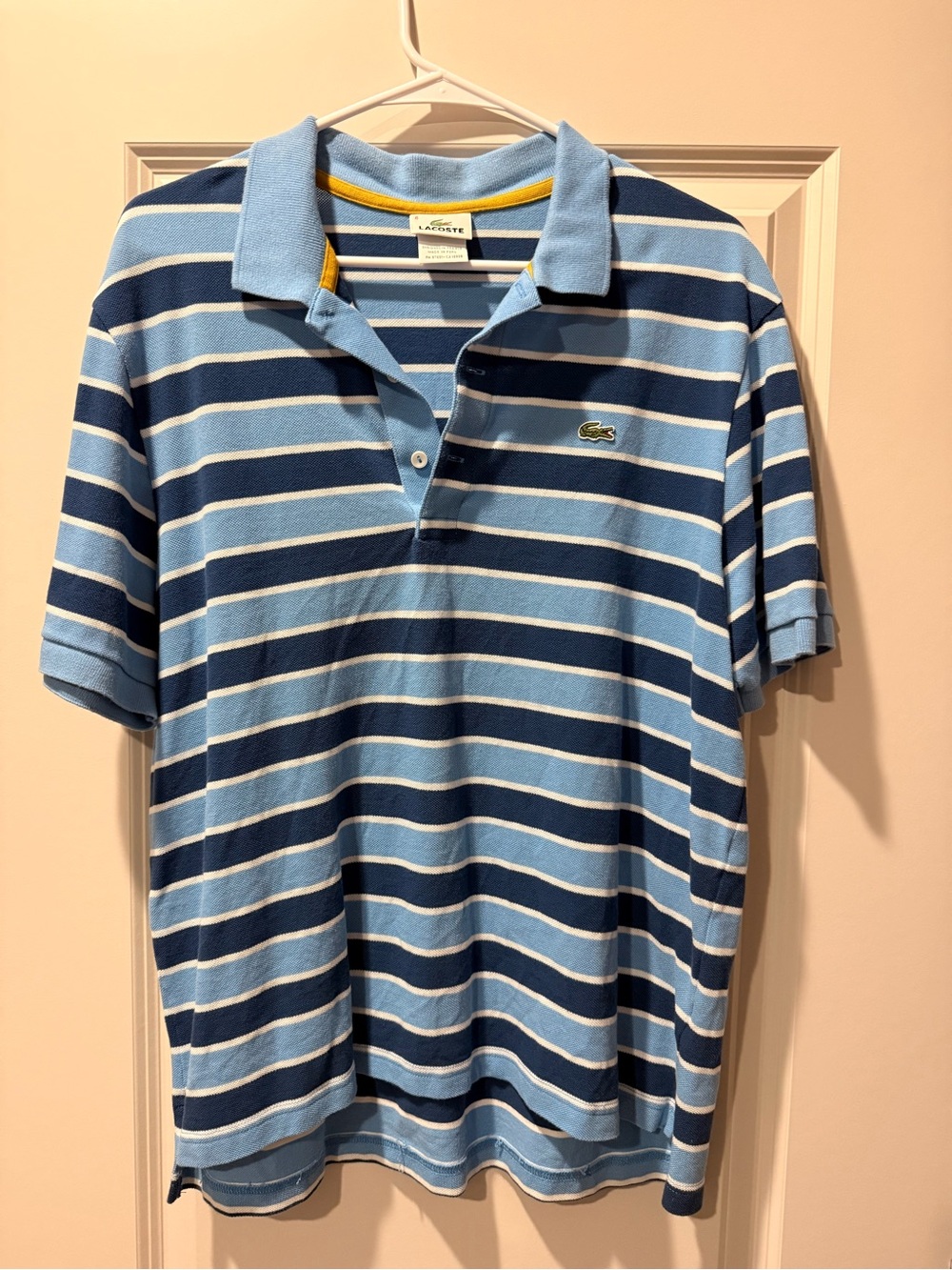 Lacoste Men’s Light Blue & Navy Striped Polo